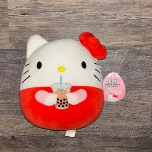 Hello Kitty Red and White Plush with Bubble Tea